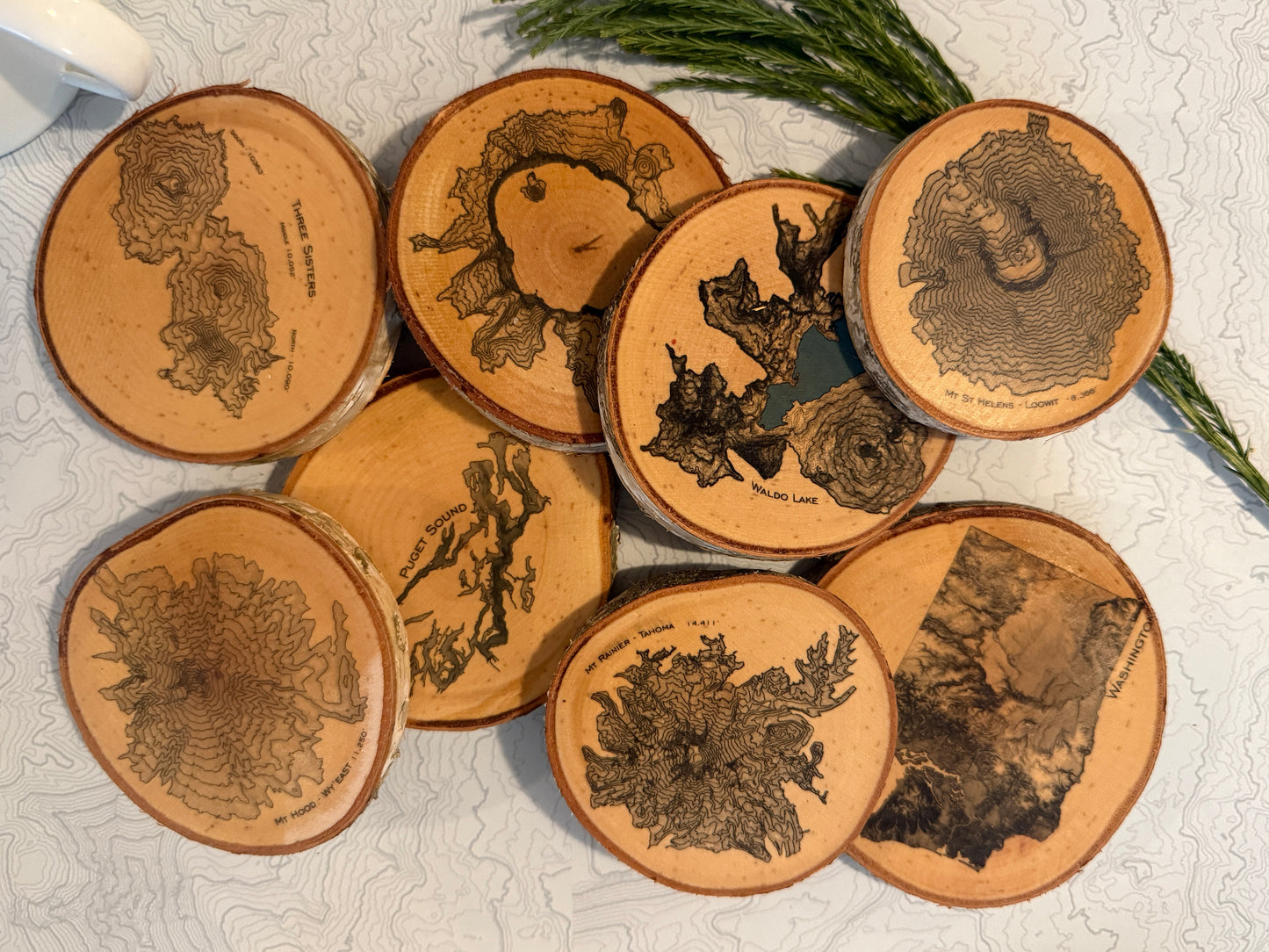 Topo Coaster | Live-Edge Birch