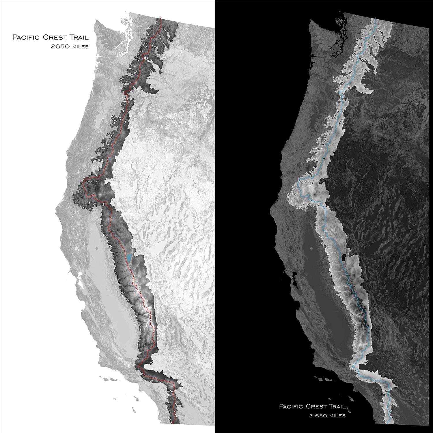 Pct Earth Map Pacific Crest Trail - PCT – Map Your Adventure